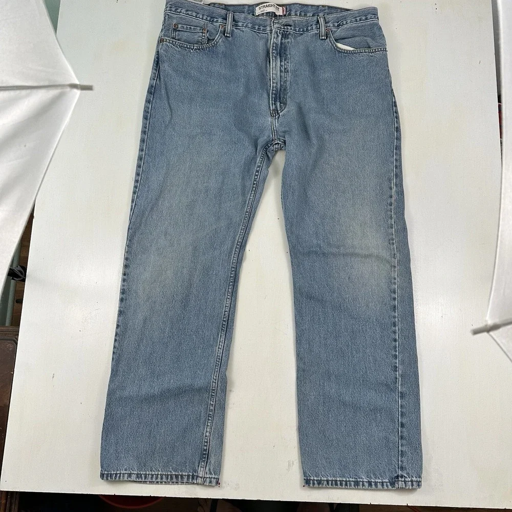Y2K Levi's 505 Jeans Men's 42x32 Regular Fit 100% Cotton Straight Leg Light Wash